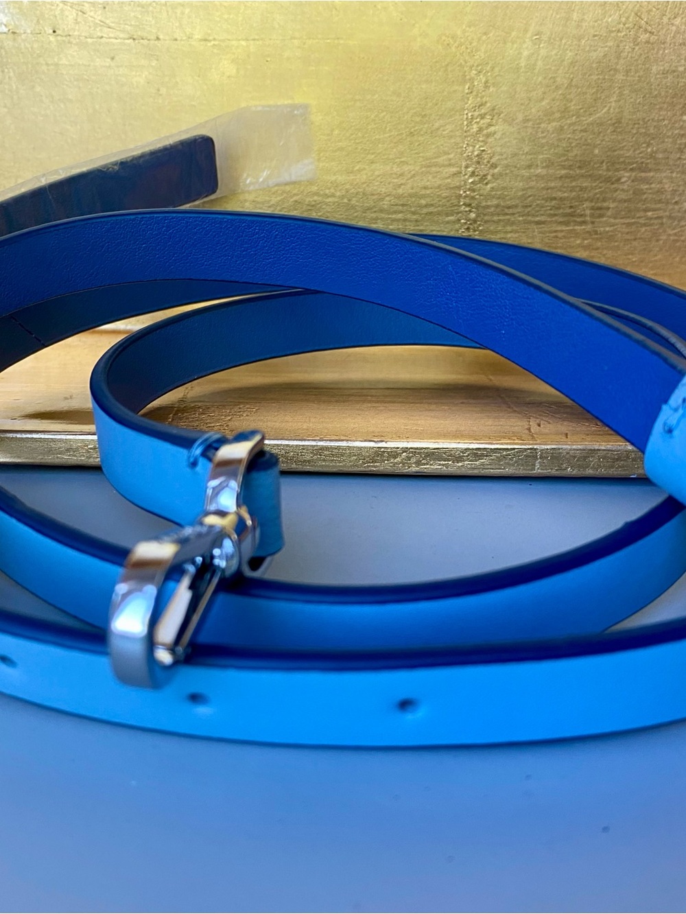 NWOT Kate Spade Adjustable Purse Strap. Lt. Blue w/ Silver Hardware - Picture 7 of 11